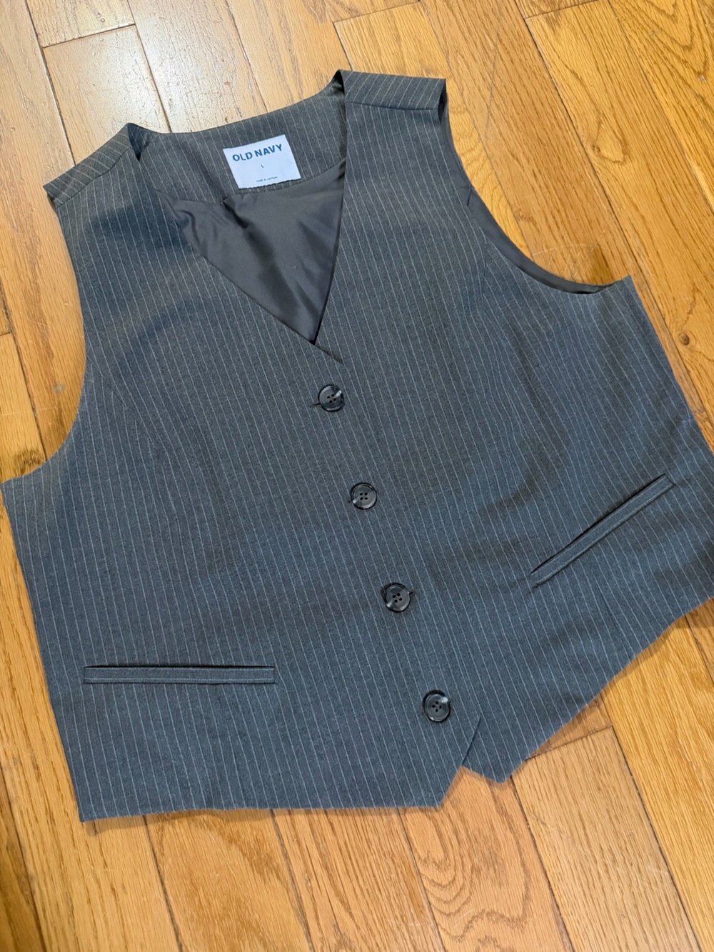 Old Navy Charcoal Pinstripe Vest